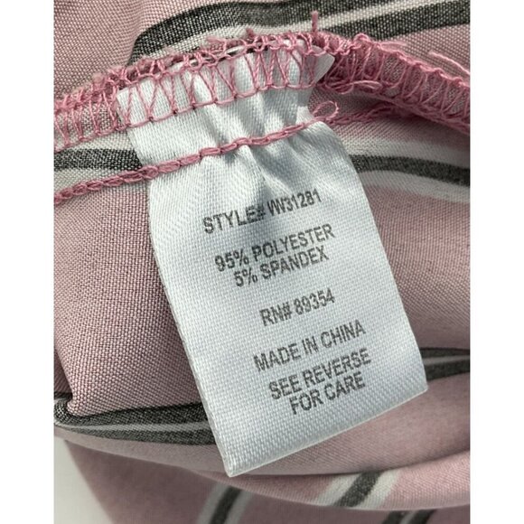 Adrienne Vittadini 3/4 Tab Sleeve V-Neck Pink Striped Pullover Zip Pockets LG - Picture 8 of 10